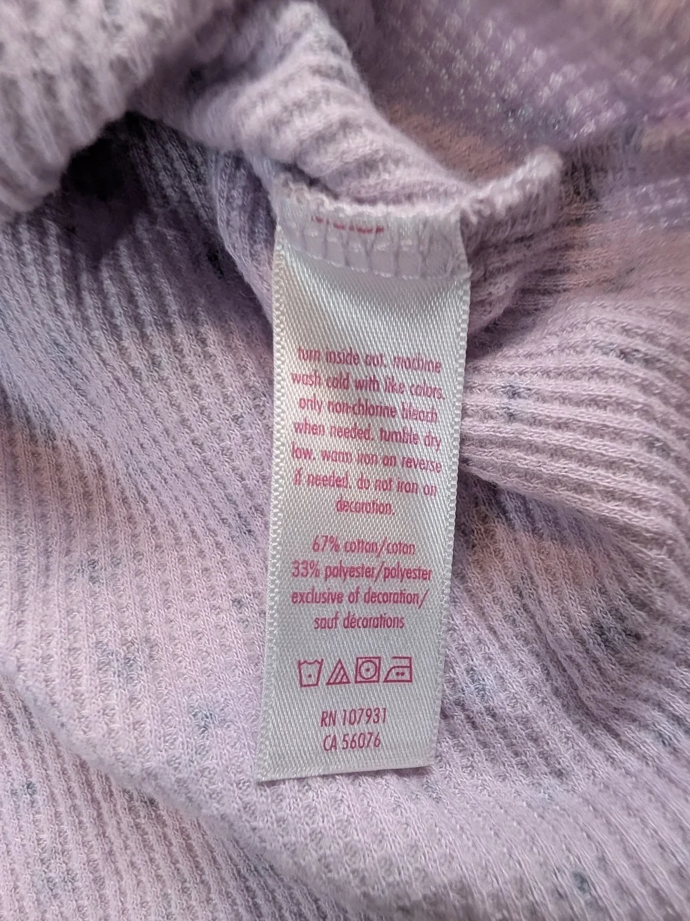 Justice Lilac Henley Long Sleeve Top with Tiny Floral Print